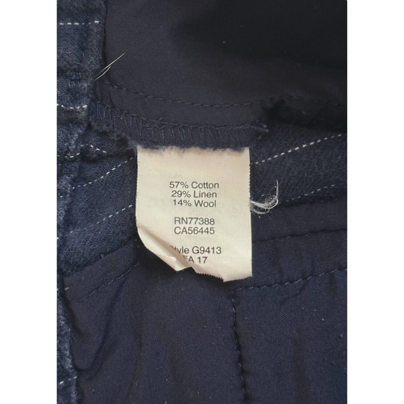 MADEWELL Wool Linen Blend Takaroo Pleated Cigarette Pants Sporty Pinstripe Blue - Picture 10 of 13